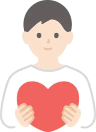 赤いハートを持った男性のイラスト
